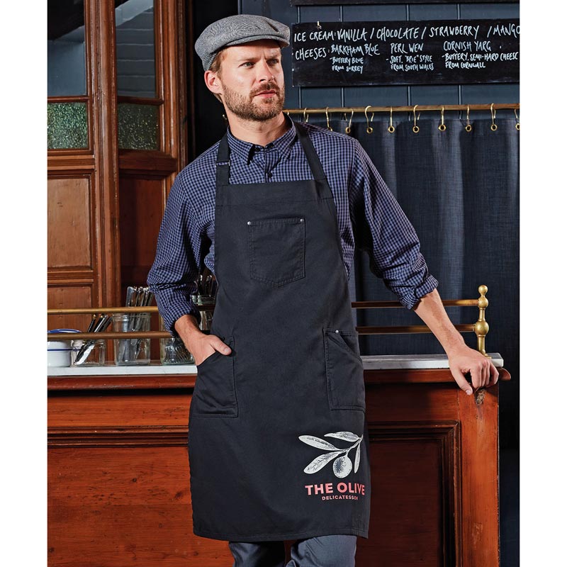 Chino cotton bib apron - Navy One Size